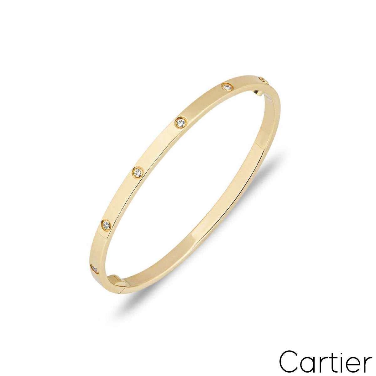 Cartier Yellow Gold Full Diamond Love Bracelet SM Size 16 B6047816
